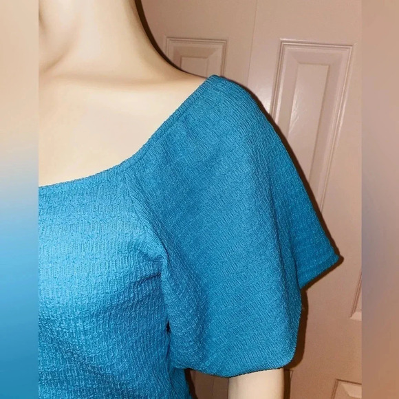 O’NEILL TEAGAN SMOCKED PUFF SLEEVE MINI DRESS ON/ OFF SHOULDER BLUE MEDIUM - Picture 15 of 15